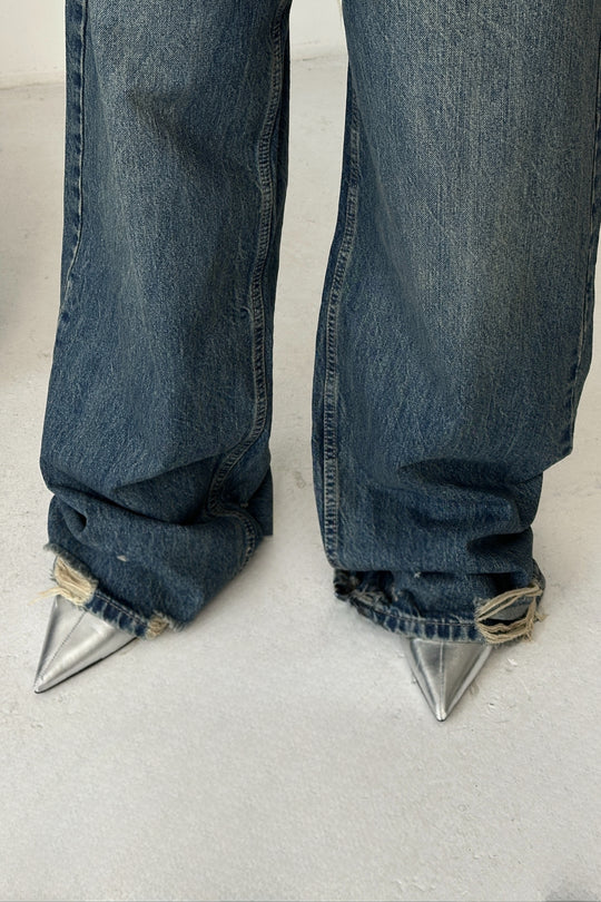 Routines Washed Drawstring Jeans - Dark Blue 3703