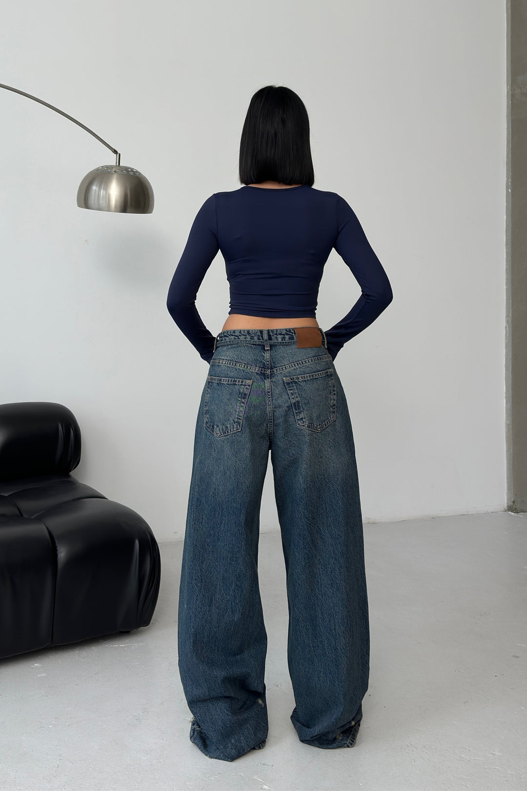 Routines Washed Drawstring Jeans - Dark Blue 3703