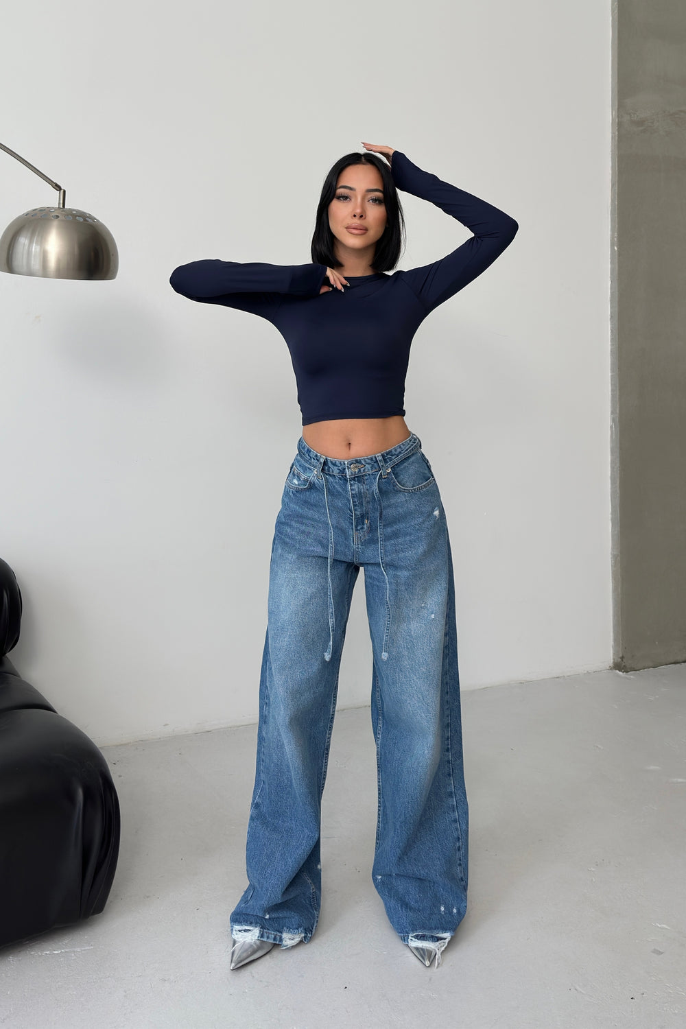 Routines Washed Drawstring Jeans - Deep Blue 3650