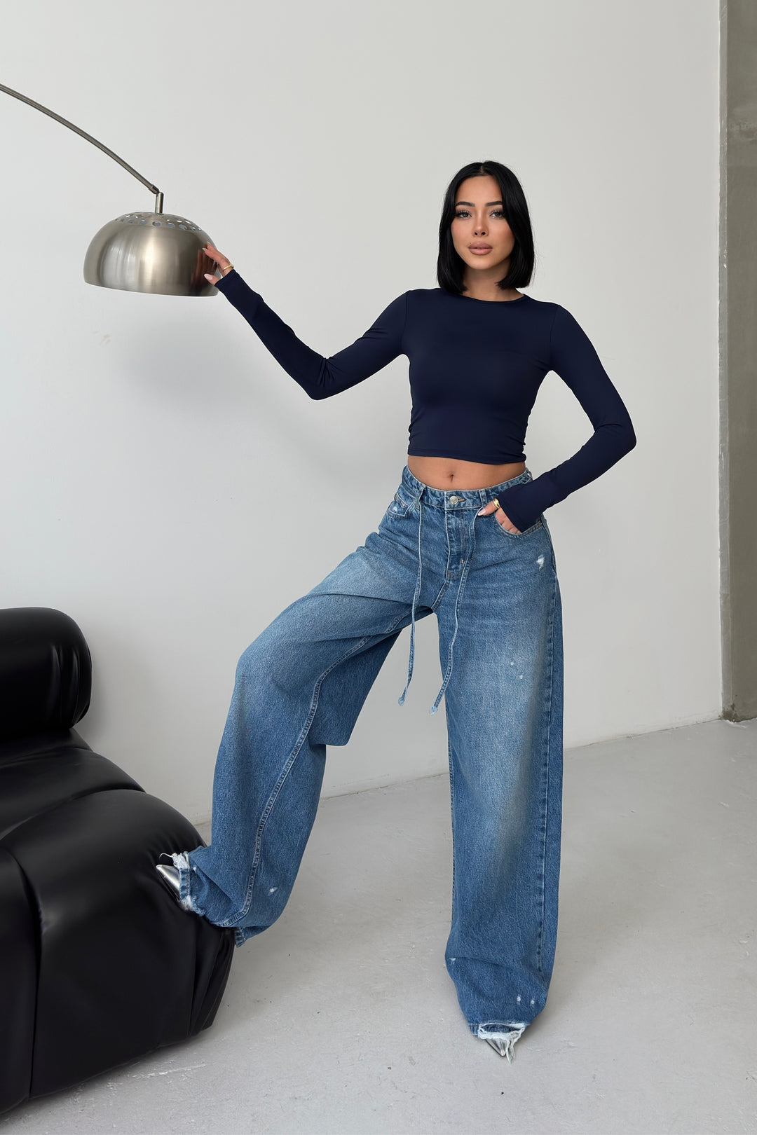 Routines Washed Drawstring Jeans - Deep Blue 3650