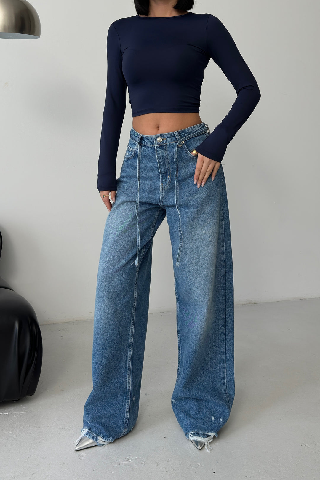 Routines Washed Drawstring Jeans - Deep Blue 3650