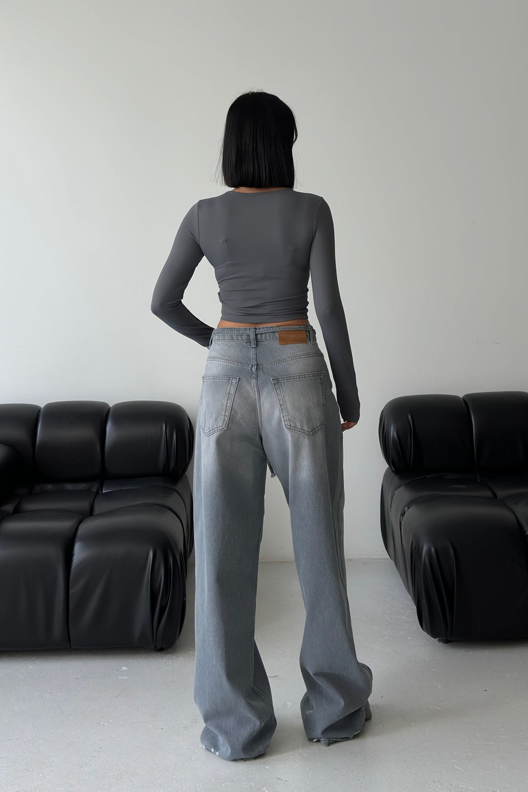 Routines Washed Drawstring Jeans - Grey 3651 Jeans Routines Fashion