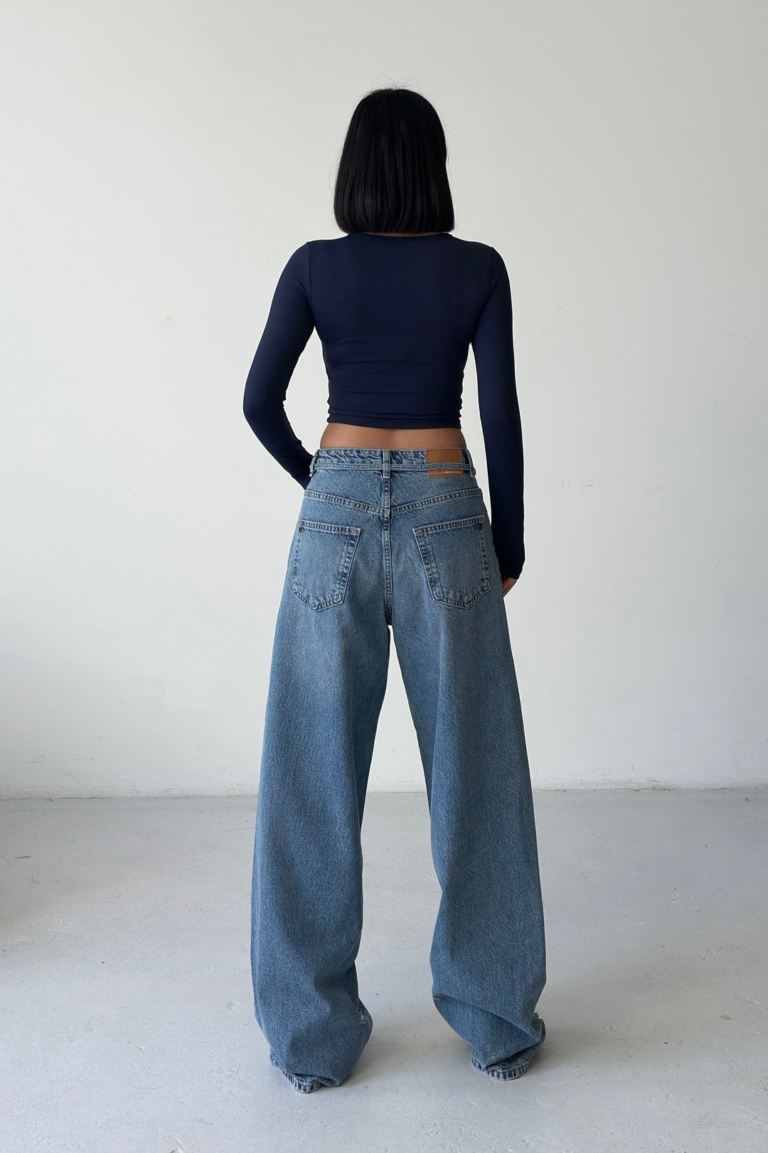 Routines Washed Drawstring Jeans - Mid Blue 3716