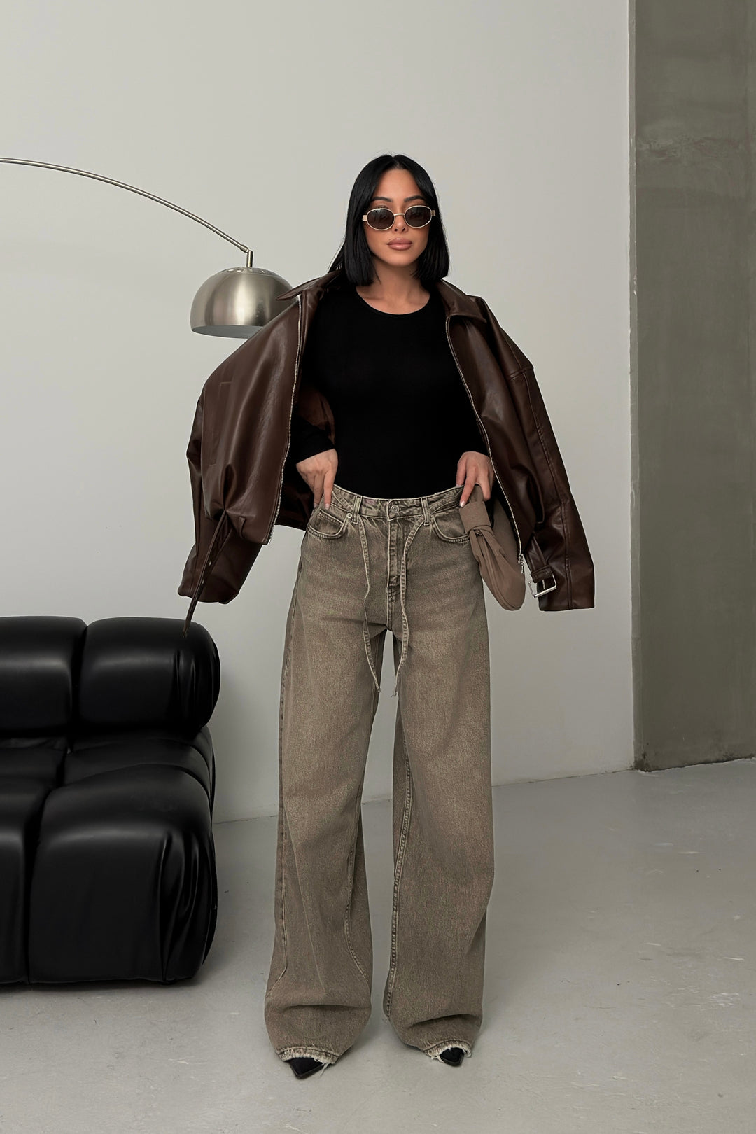 Routines Washed Drawstring Jeans - Olive 3677 Jeans Routines Fashion