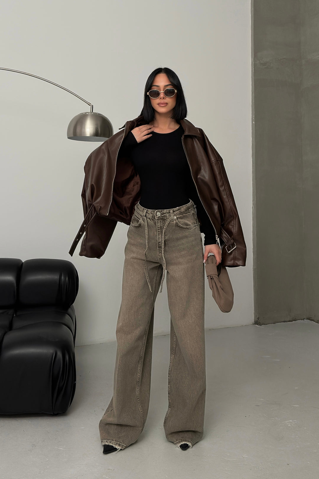 Routines Washed Drawstring Jeans - Olive 3677 Jeans Routines Fashion