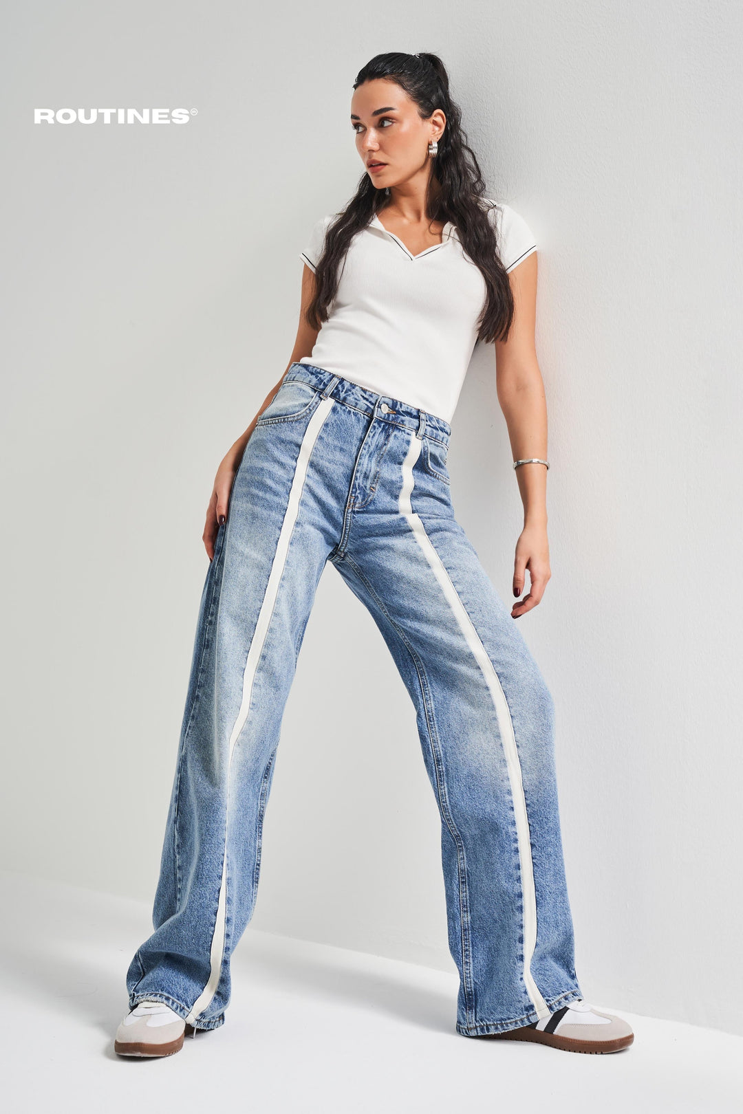 Routines Washed Striped Jeans 3794-4S5 Jeans Routines Fashion