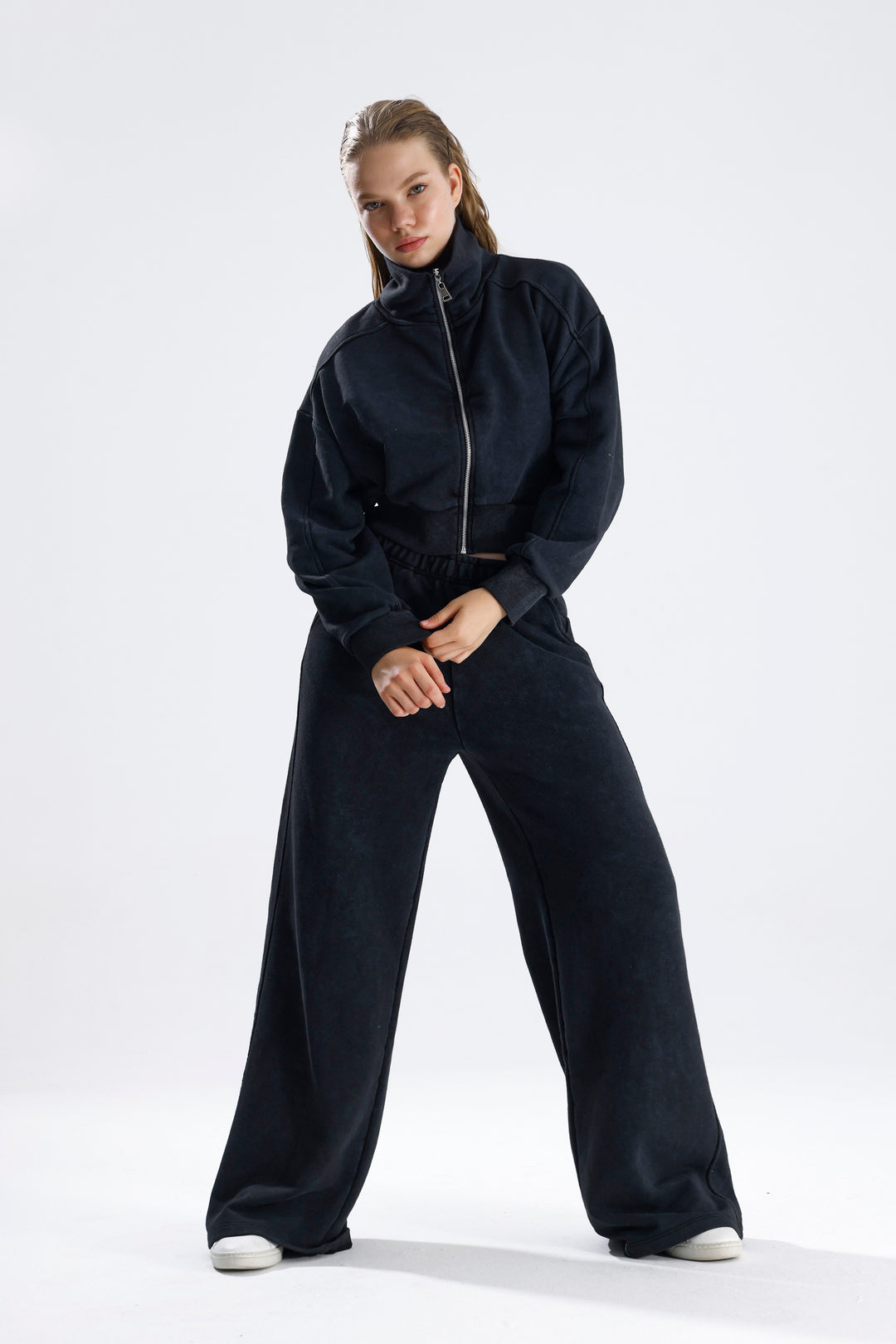 Routines Acid Washed Two Piece Jogger Set - Black 706 Set Routines Fashion