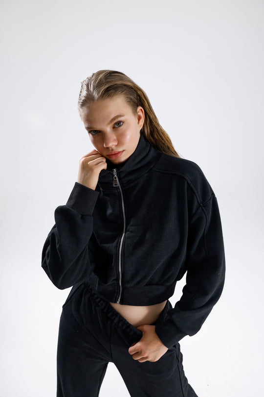 Routines Acid Washed Two Piece Jogger Set - Black 706 Set Routines Fashion