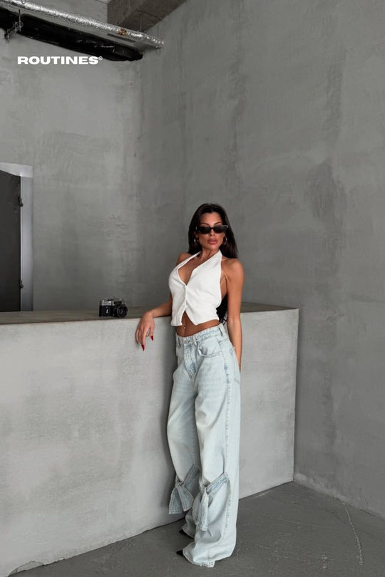 Routines Baggy Bow Straight Leg Jeans 1218 Jeans Routines Fashion