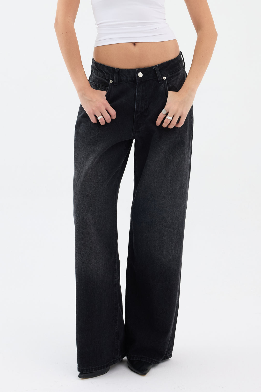 Routines Baggy Straight Jeans - Washed Black 5242 Jeans Routines Fashion