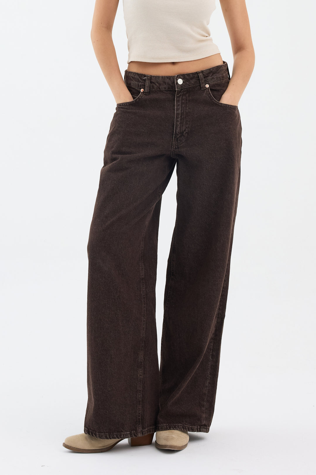 Routines Baggy Straight Jeans - Washed Brown 5242 Jeans Routines Fashion