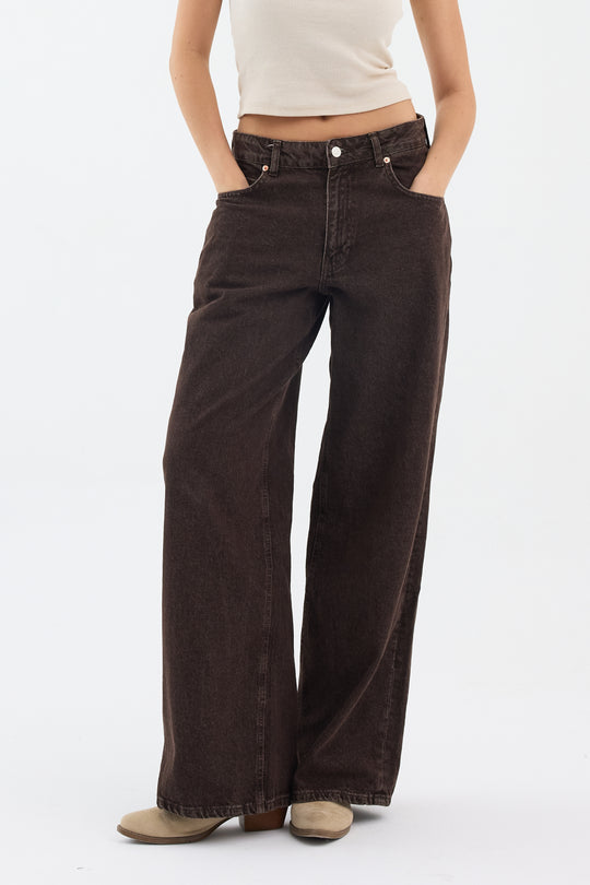 Routines Baggy Straight Jeans - Washed Brown 5242 Jeans Routines Fashion