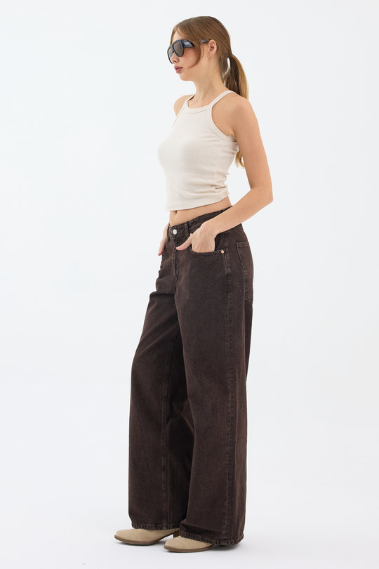 Routines Baggy Straight Jeans - Washed Brown 5242
