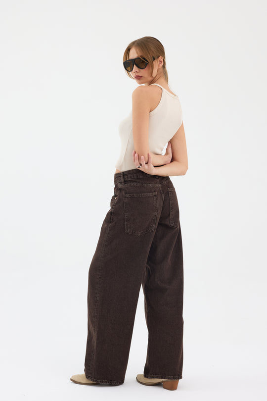 Routines Baggy Straight Jeans - Washed Brown 5242