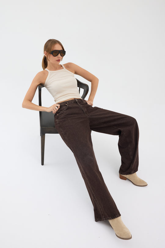 Routines Baggy Straight Jeans - Washed Brown 5242
