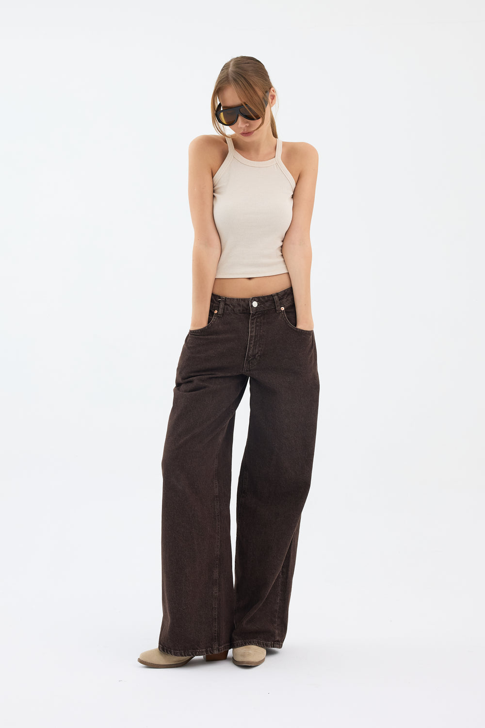 Routines Baggy Straight Jeans - Washed Brown 5242