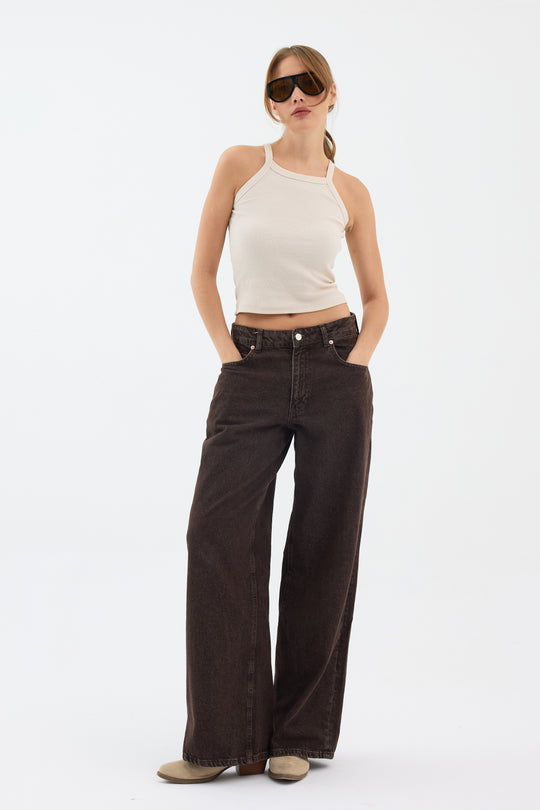Routines Baggy Straight Jeans - Washed Brown 5242
