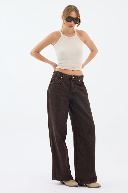 Routines Baggy Straight Jeans - Washed Brown 5242