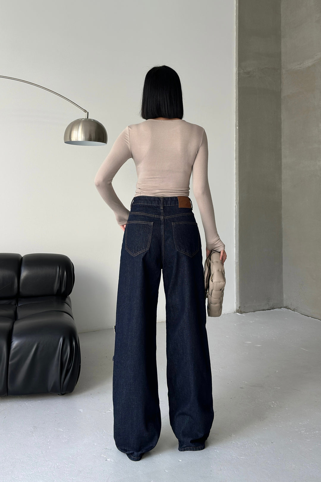 Routines Belt Baggy Straight Jeans - Dark Blue 3681 Jeans Routines Fashion