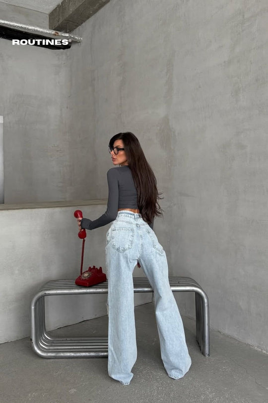 Routines Brushed Ripped Straight Jeans 1358-5 Jeans Routines Fashion