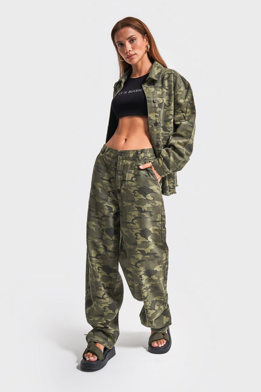 Routines Camouflage Oversized Denim Jacket 3473 Jacket Routines Fashion