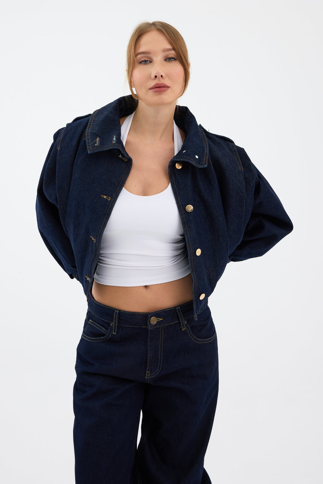 Routines Layer Denim Bomber Jacket 2054 Jacket Routines Fashion