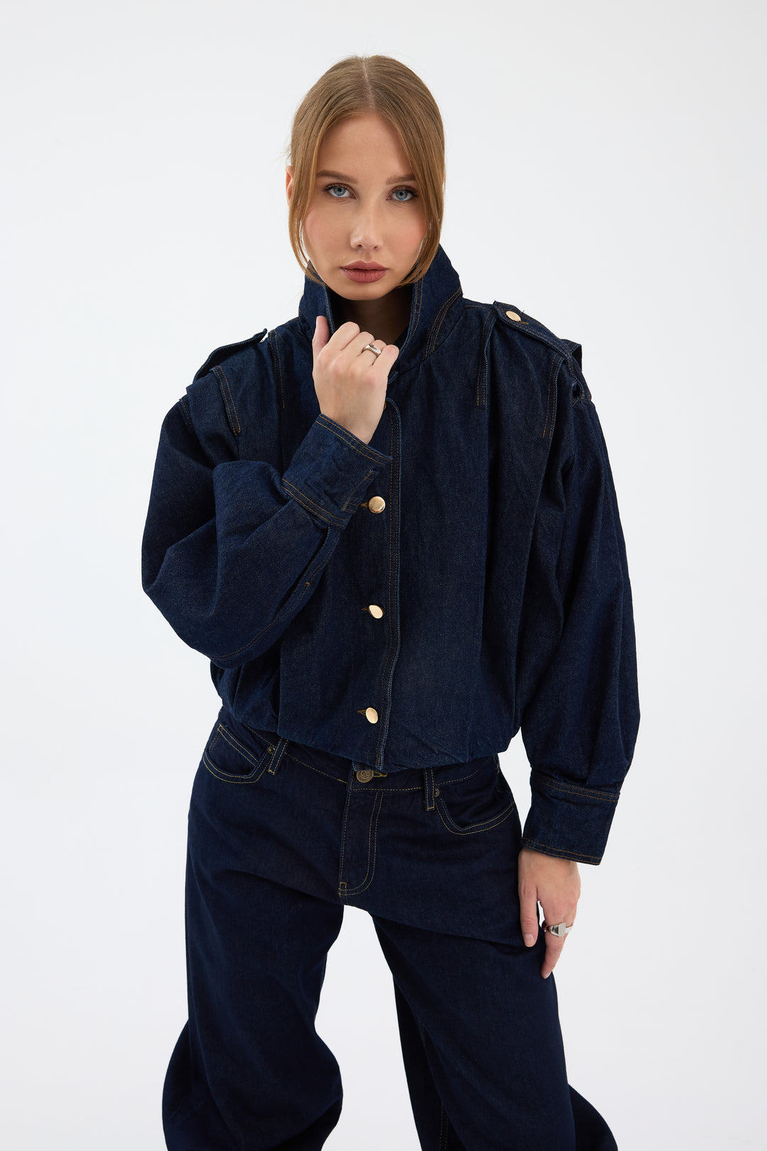 Routines Layer Denim Bomber Jacket 2054 Jacket Routines Fashion