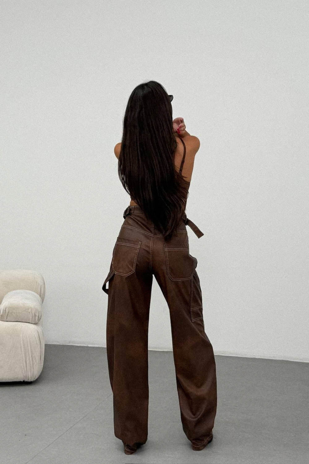 Routines LeatherLook Carpenter Jeans - Vintage Brown 309-2 Jeans Routines Fashion