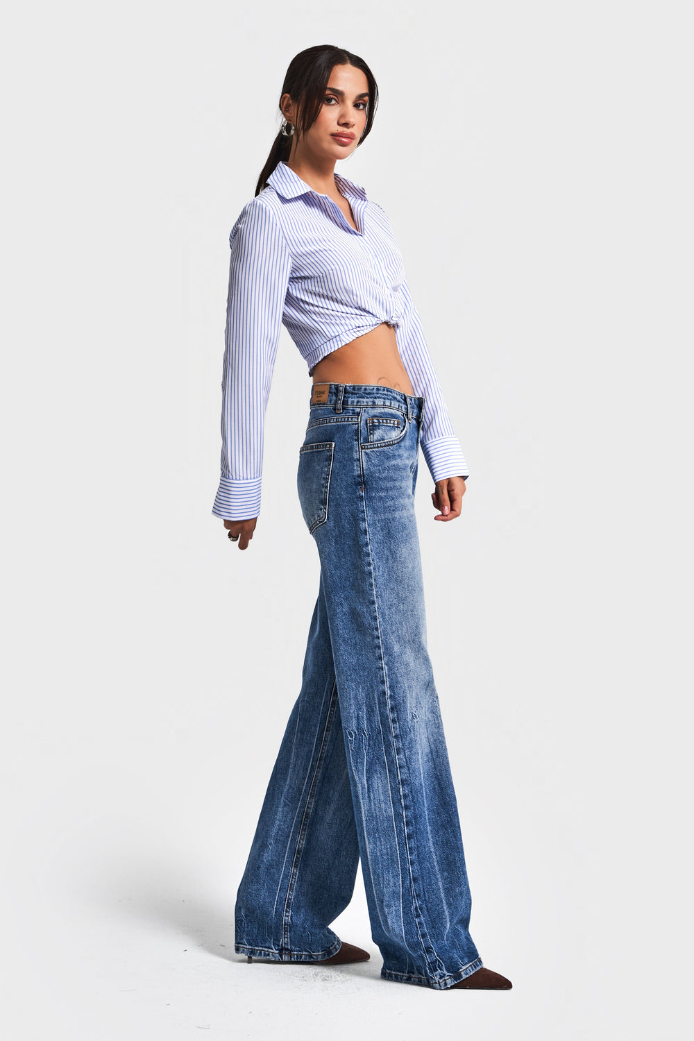 Routines Mid Waist Straight Jeans - Blue 4102 Jeans Routines Fashion