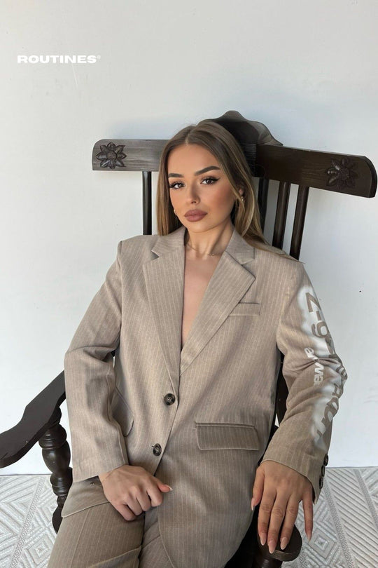 Routines Print Detailed Two Piece Suit - Beige 00038 Set Routines Fashion
