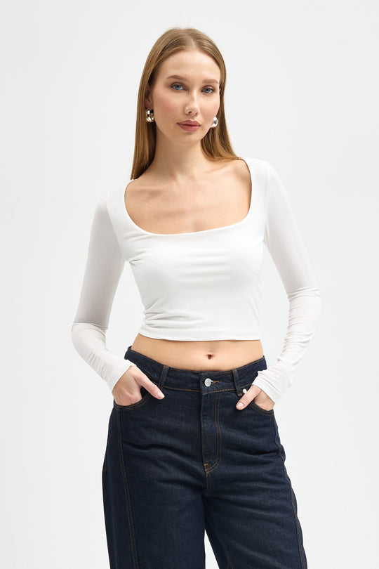Routines Stretch Crop Top - White 10133 Top Routines Fashion