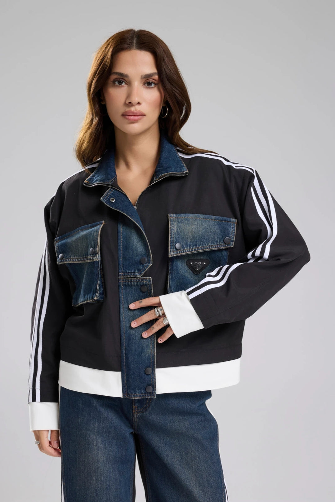 Routines Striped Denim Jacket - Black 1726 (PRE-ORDER) Jacket Routines Fashion