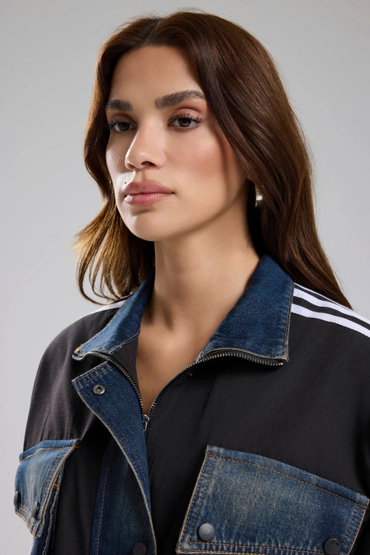 Routines Striped Denim Jacket - Black 1726 (PRE-ORDER) Jacket Routines Fashion