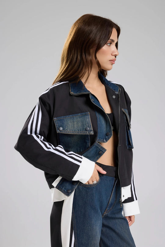 Routines Striped Denim Jacket - Black 1726 (PRE-ORDER) Jacket Routines Fashion