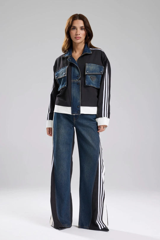 Routines Striped Denim Jacket - Black 1726 (PRE-ORDER) Jacket Routines Fashion