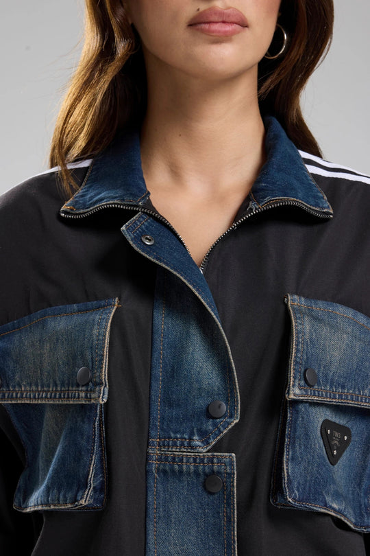 Routines Striped Denim Jacket - Black 1726 (PRE-ORDER) Jacket Routines Fashion