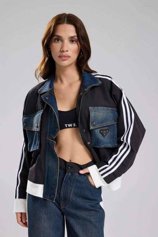 Routines Striped Denim Jacket - Black 1726 (PRE-ORDER) Jacket Routines Fashion