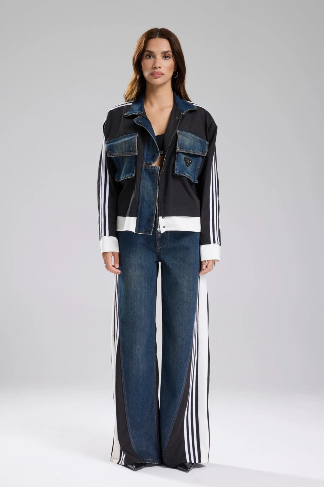 Routines Striped Denim Straight Pants - Black 1727 (PRE-ORDER) Pants Routines Fashion