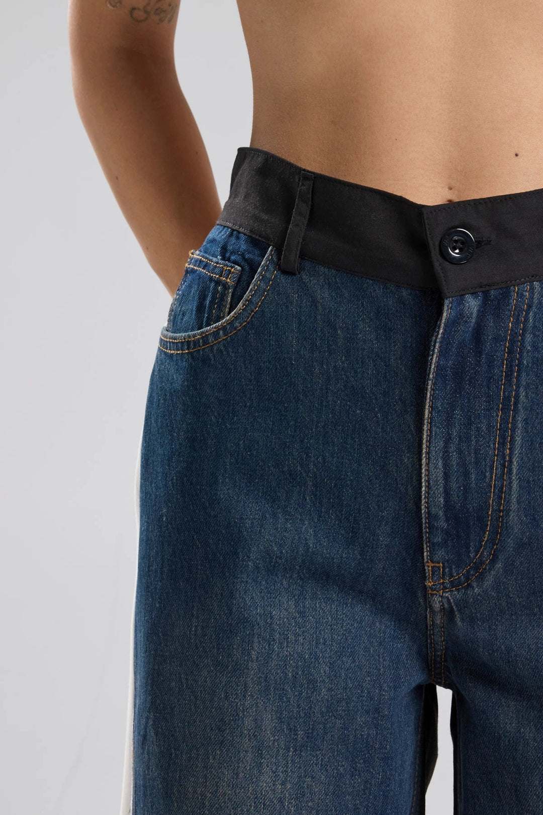 Routines Striped Denim Straight Pants - Black 1727 (PRE-ORDER) Pants Routines Fashion