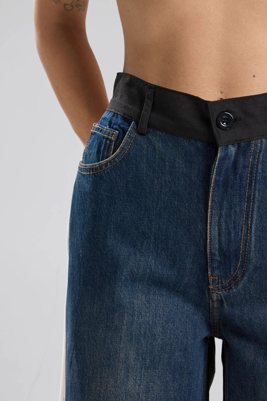 Routines Striped Denim Straight Pants - Black 1727 (PRE-ORDER) Pants Routines Fashion