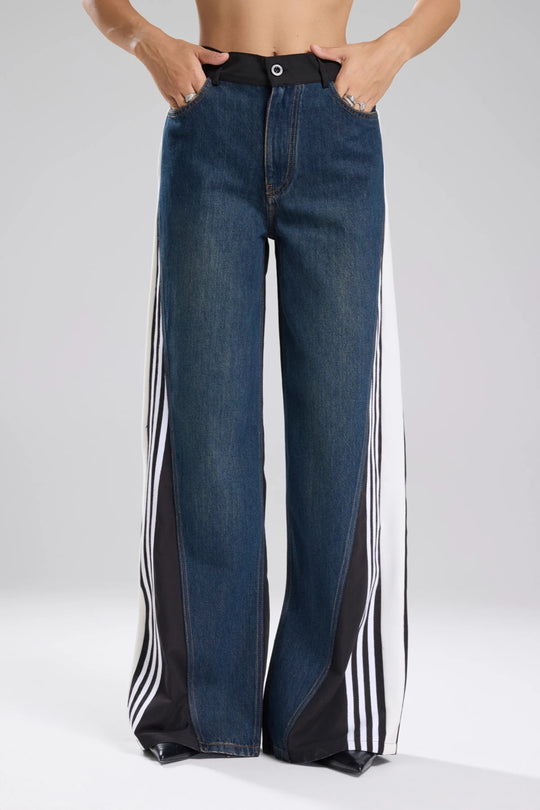 Routines Striped Denim Straight Pants - Black 1727 (PRE-ORDER) Pants Routines Fashion
