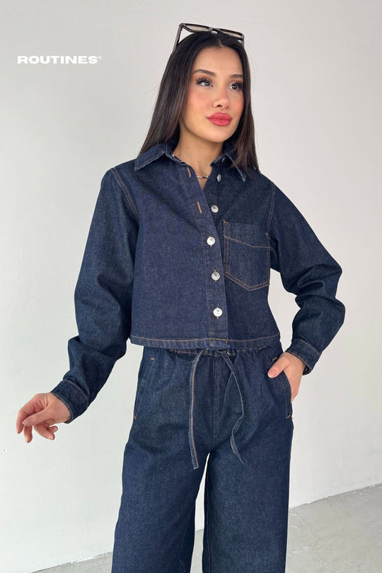 Routines Two Piece Denim Jogger Set 0185 Set Routines Fashion