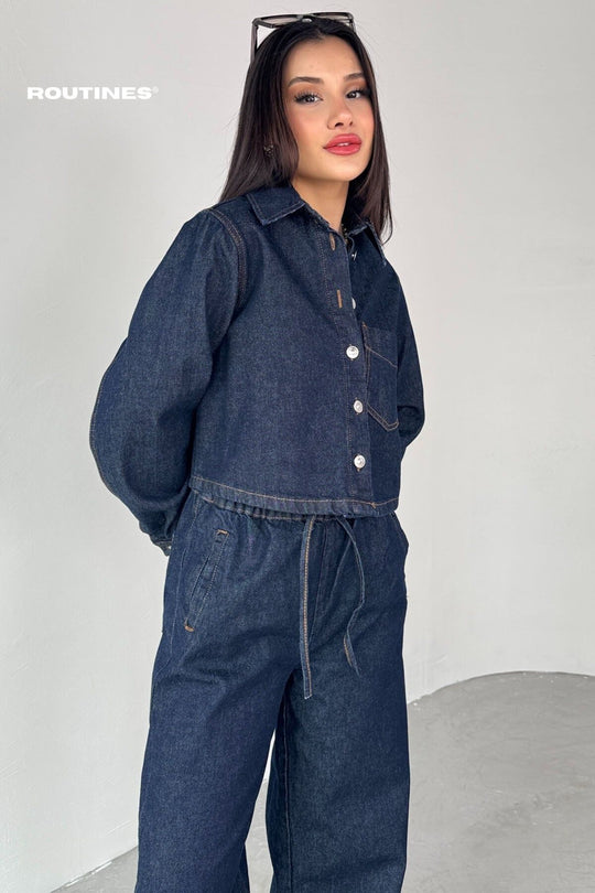 Routines Two Piece Denim Jogger Set 0185 Set Routines Fashion