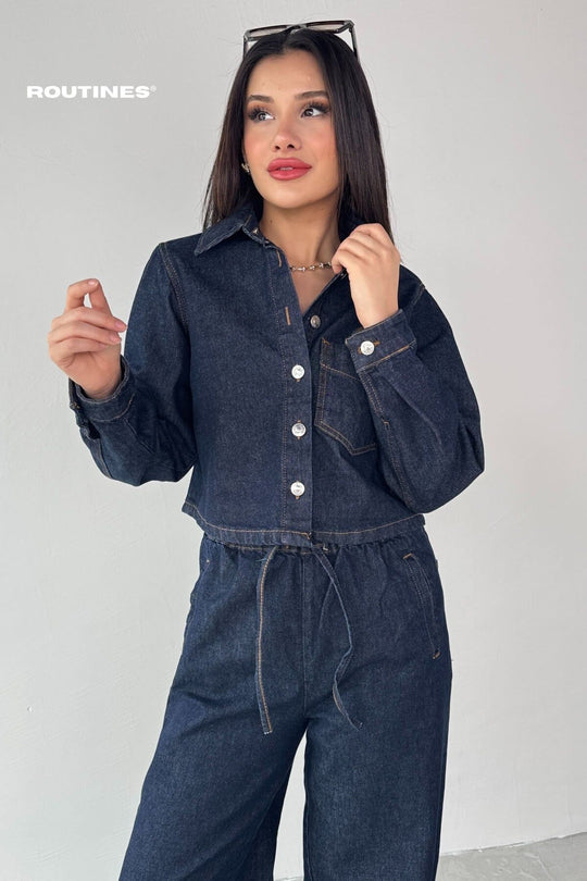 Routines Two Piece Denim Jogger Set 0185 Set Routines Fashion