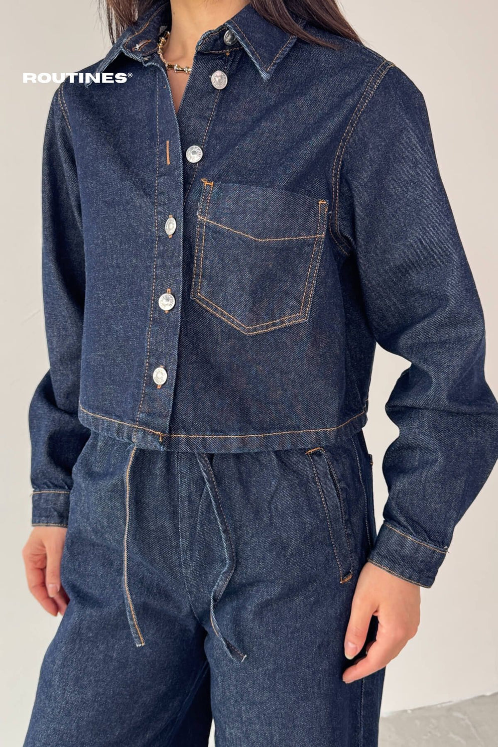 Routines Two Piece Denim Jogger Set 0185 Set Routines Fashion