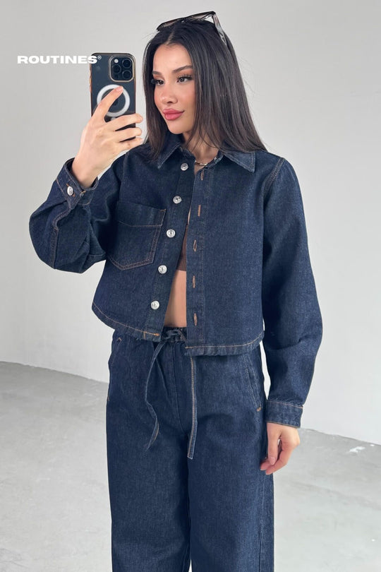 Routines Two Piece Denim Jogger Set 0185 Set Routines Fashion
