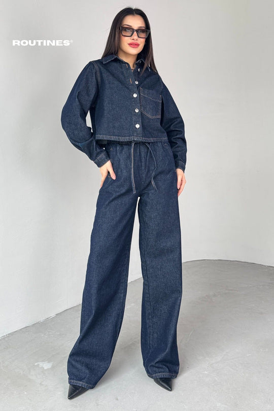 Routines Two Piece Denim Jogger Set 0185 Set Routines Fashion