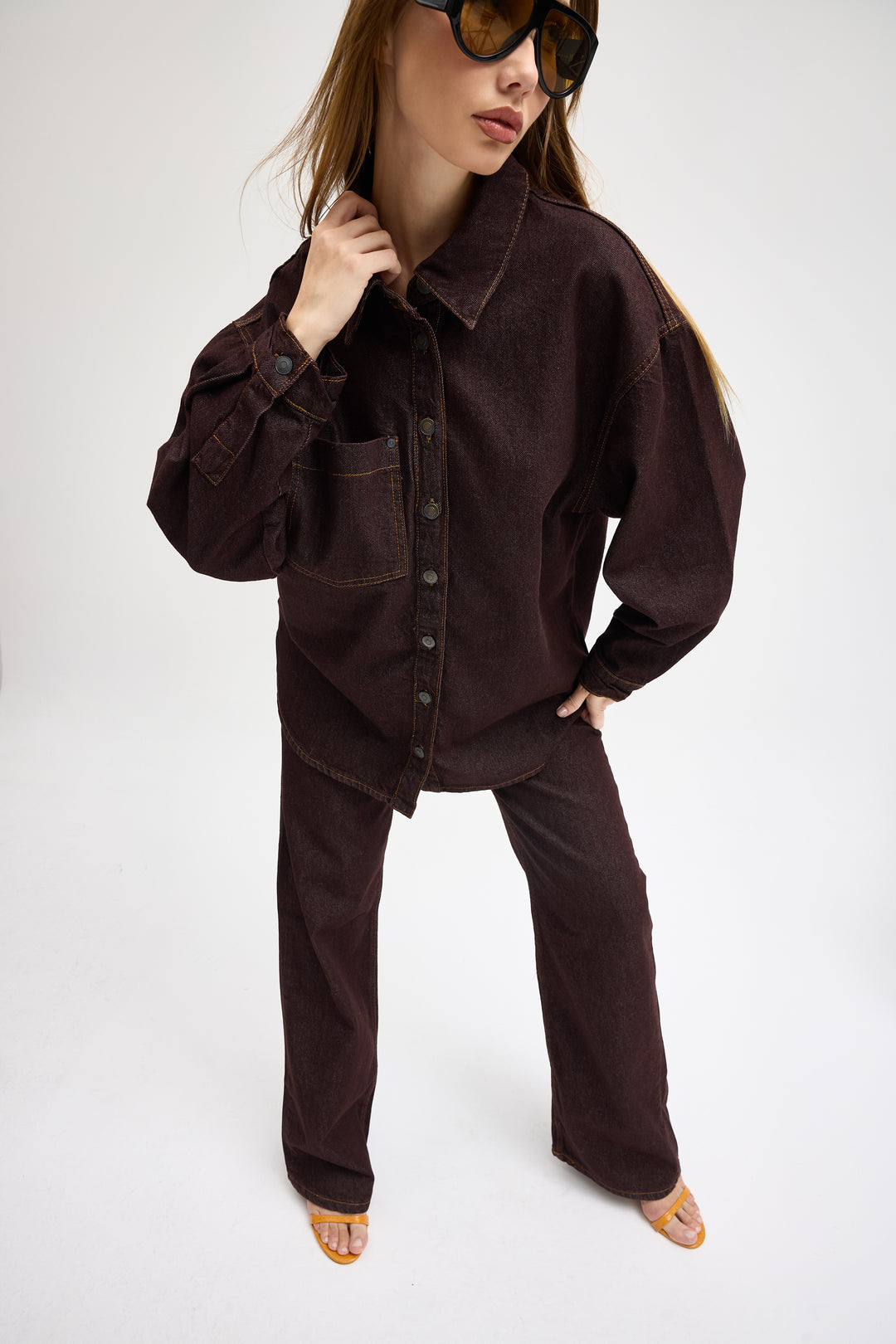 Routines Two Piece Denim Set - Brown - Tall 1444-3