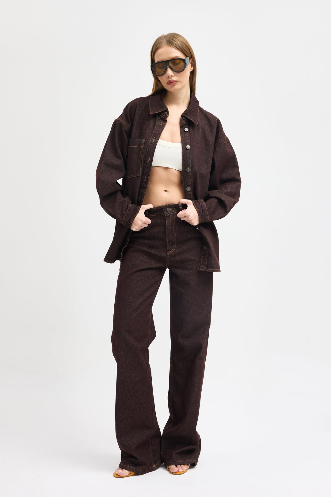 Routines Two Piece Denim Set - Brown - Tall 1444-3