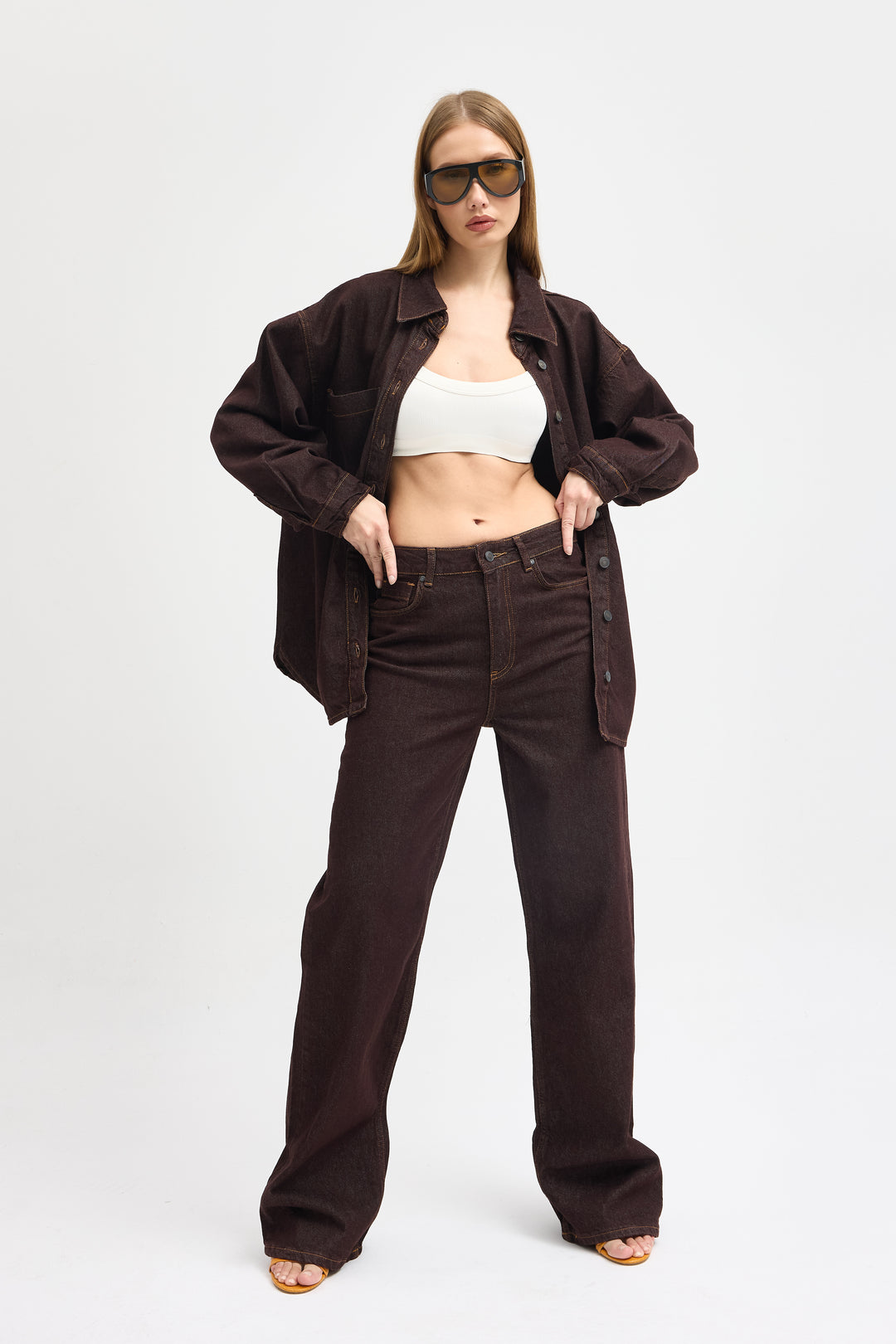 Routines Two Piece Denim Set - Brown - Tall 1444-3